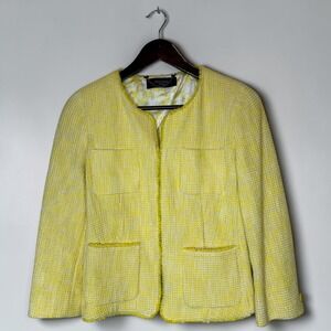 Weekend Max Mara Tweed Jacket Yellow Cotton Blend Size 8